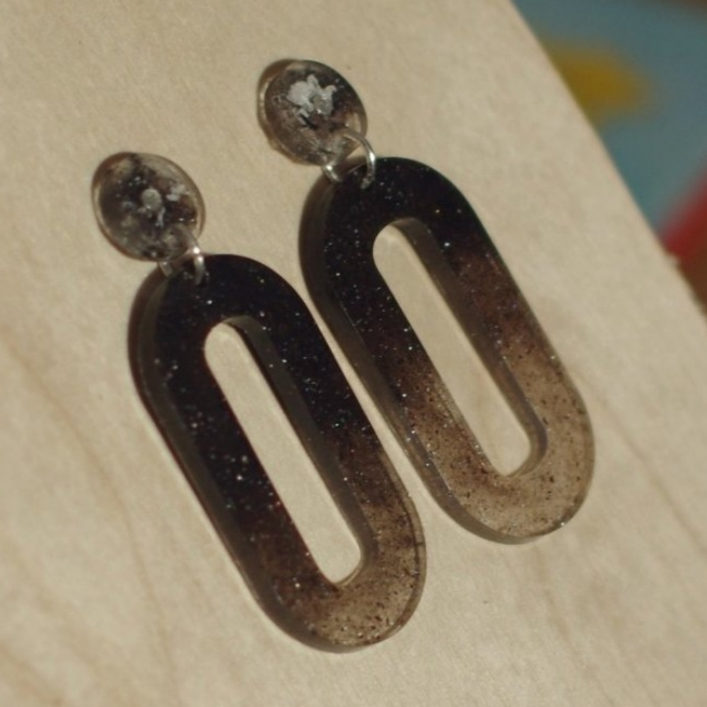Handmade Acrylic Drop Earrings Dangle Stud Black